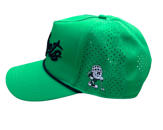 Neon Verde Classic Script 6-Panel Hat