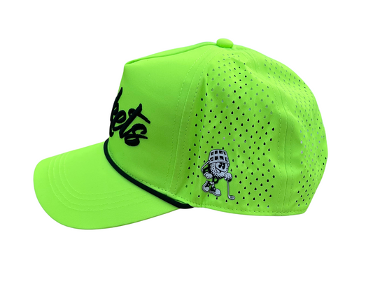 Neon Yellow Classic Script 6-Panel Hat