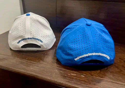 Back embroidery on J. E. Dunn Construction Group custom hats