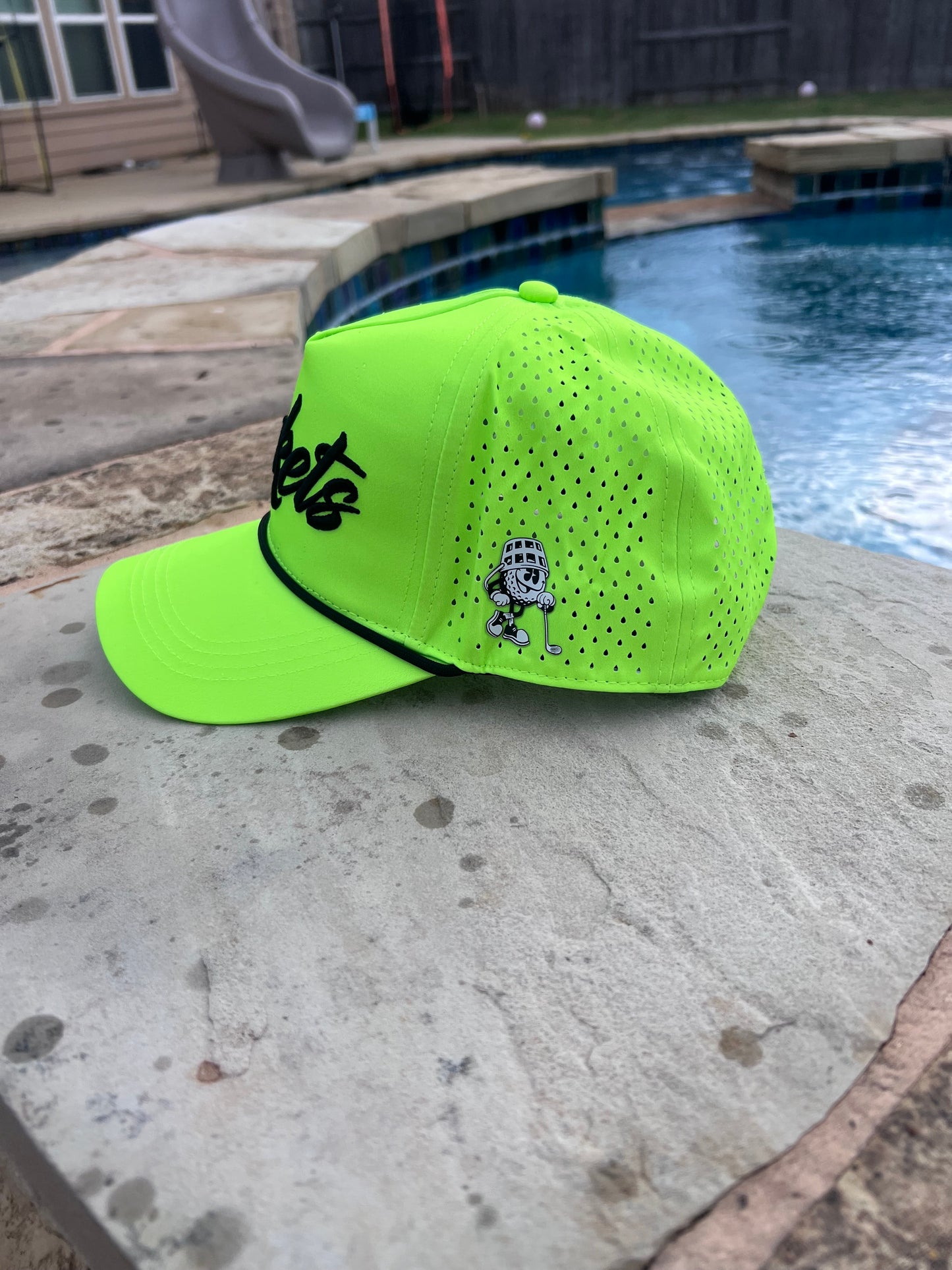 Neon Yellow Classic Script 6-Panel Hat