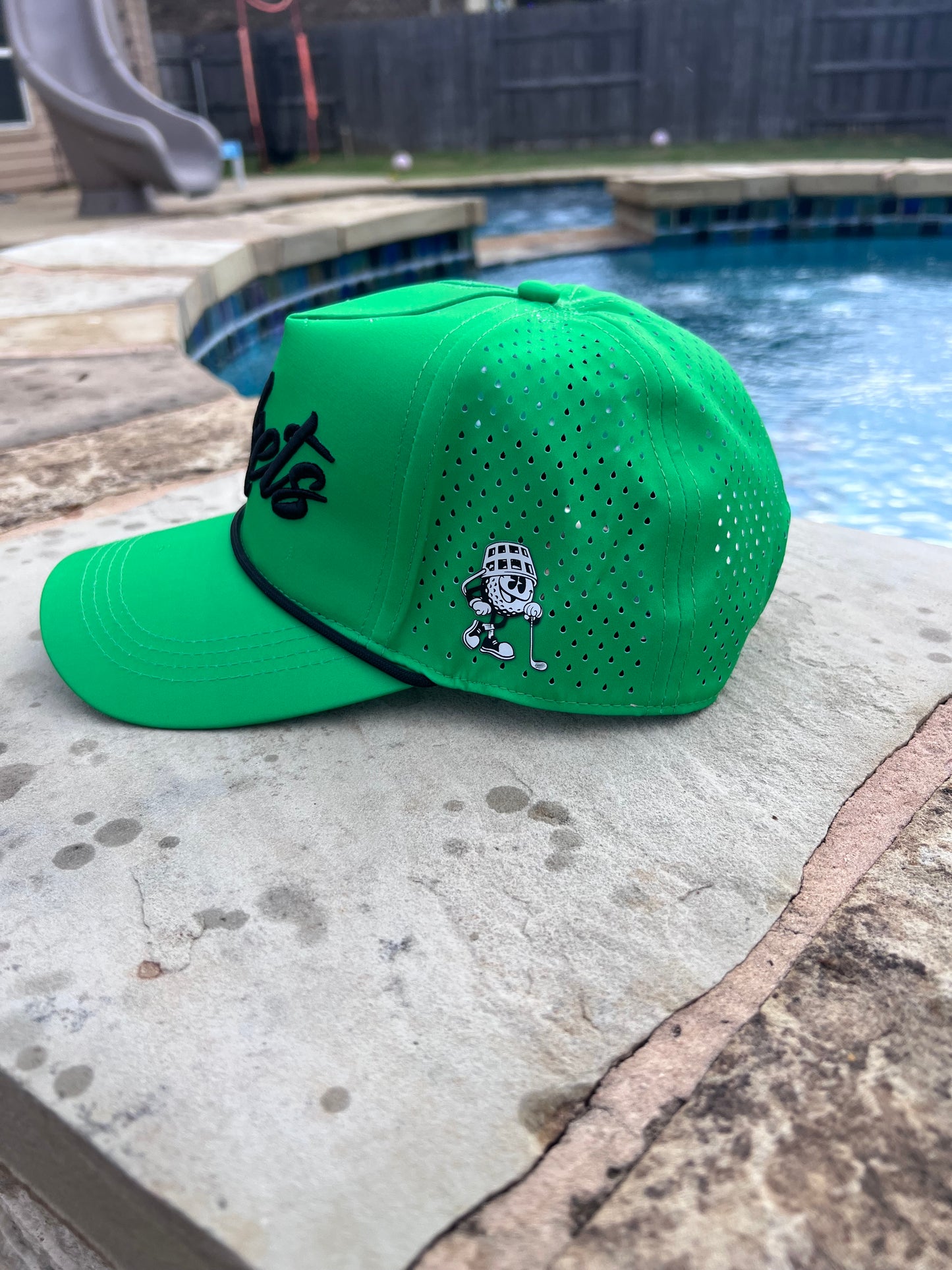 Neon Verde Classic Script 6-Panel Hat