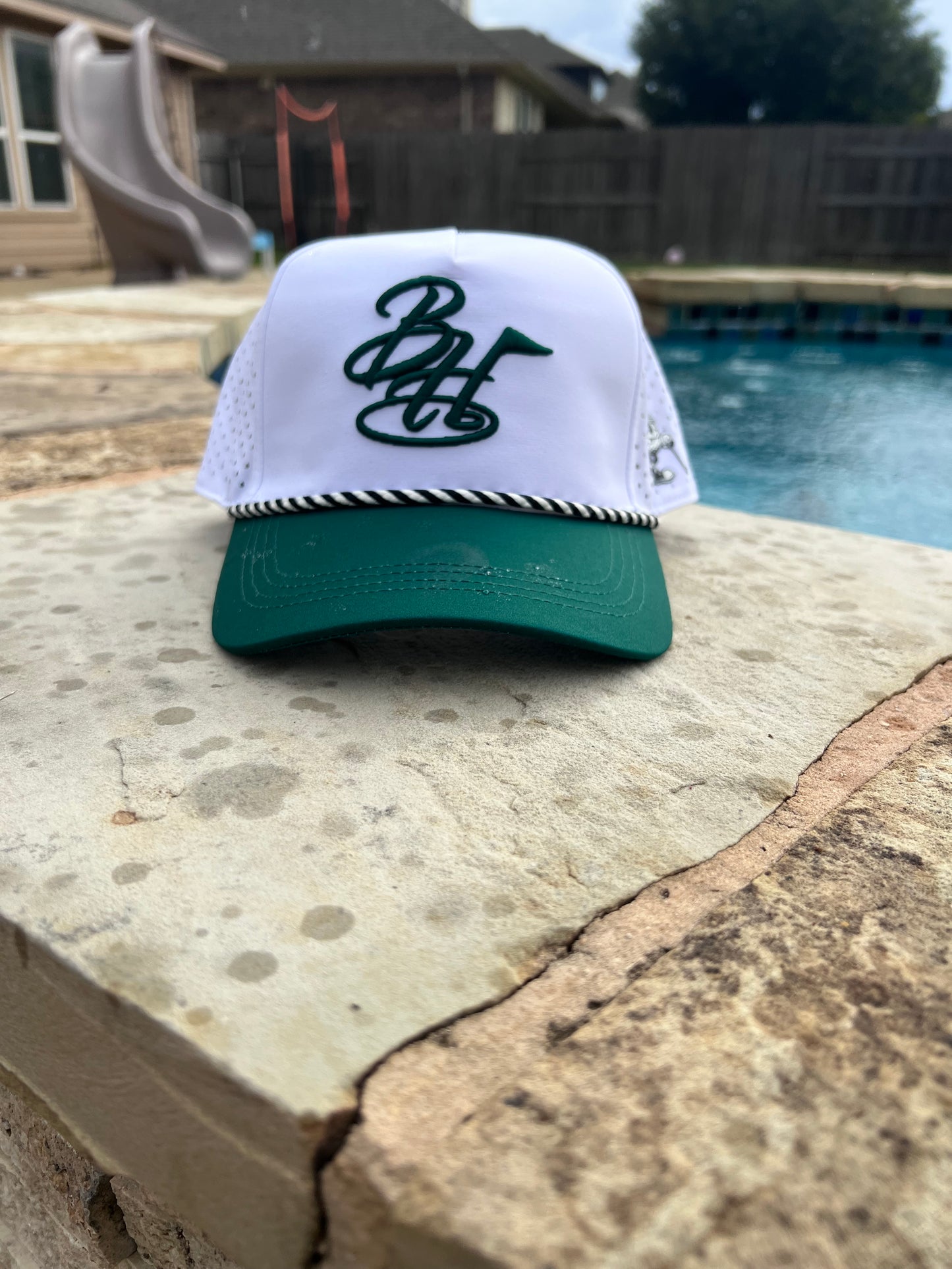 Dark Green & White Classic BH 6-Panel Hat