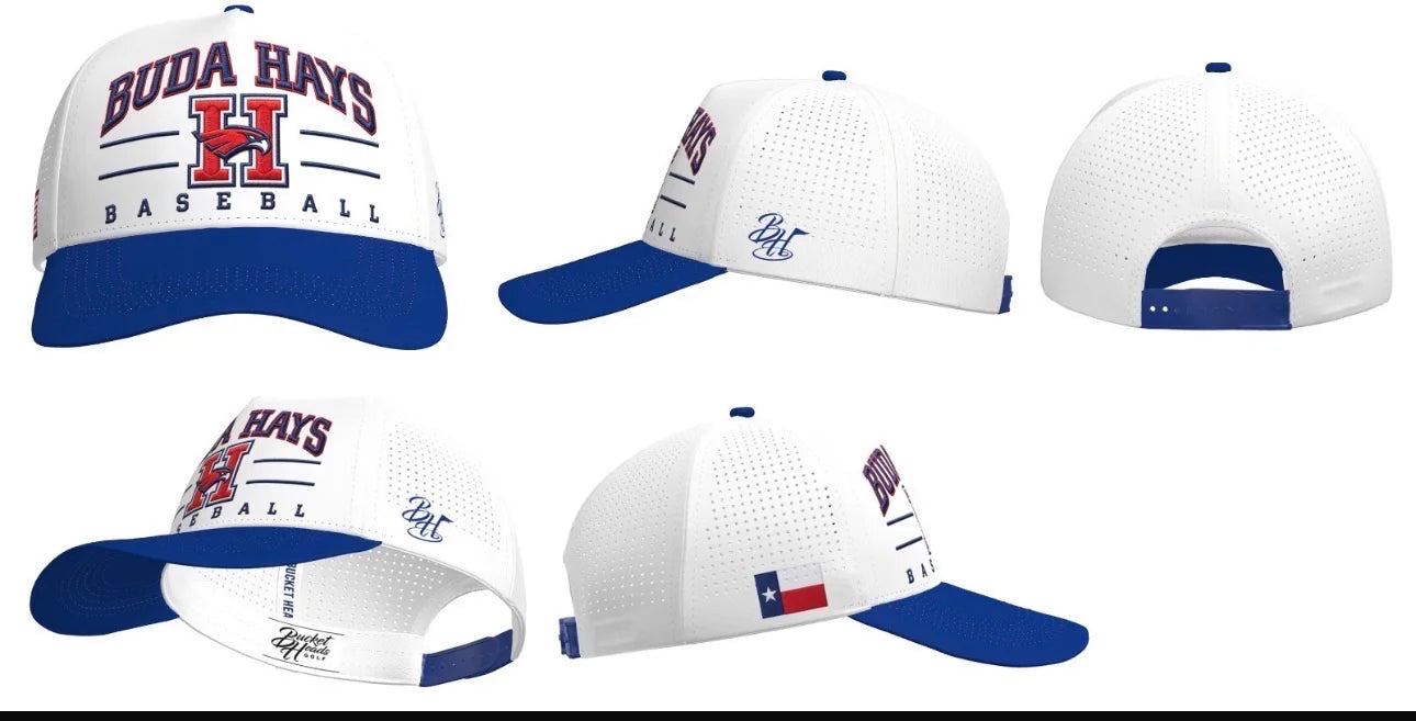 Hays High School Athletics baseball hat design shown from multiple angles
