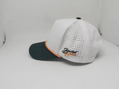 One Goat Foundation custom hat with Bucket Heads side embroidery